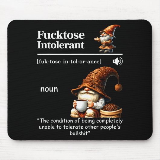 Fortose Intolerant Definition Funny Gnome Coffee Muismat (Voorkant)