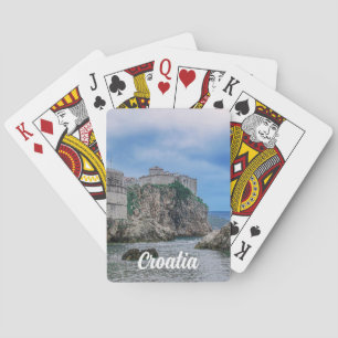 Fortress walls, rocky kust en zee in Kroatië Pokerkaarten