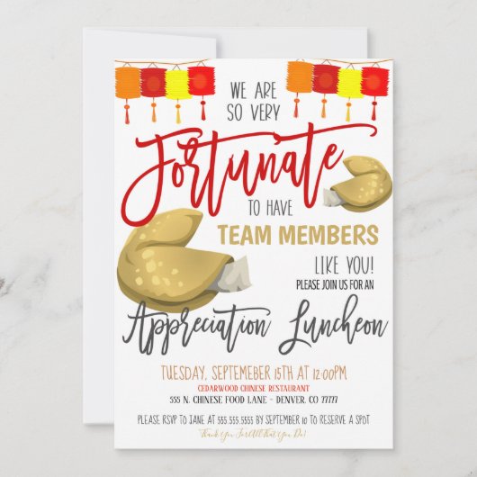 Fortune Cookie Appreciation Invitation Kaart (Voorkant)