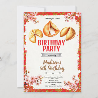 Fortune Cookie Birthday Invitation Kaart