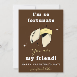 Fortune Cookie Friend Valentijnsdag Cute Brown Feestdagenkaart