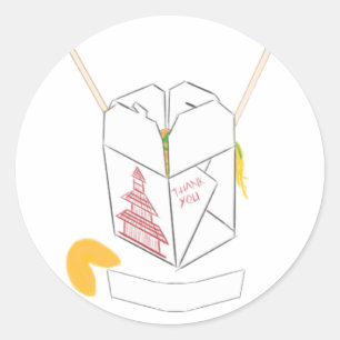 Fortune Cookie met Chinese Takeout Box Ronde Sticker