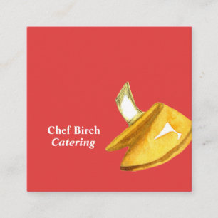 Fortune Cookies Koken Rood Vierkante Visitekaartje