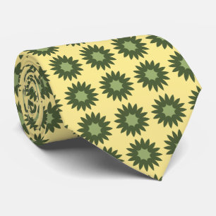 Fortune Geometric Floral Yellow & Olive Two-Sided Stropdas