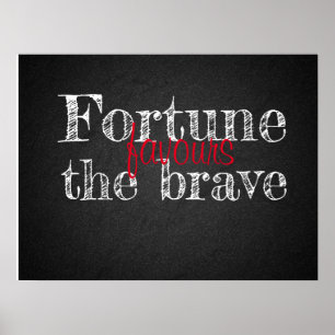 Fortune gunst spreekwoord houtskoolbord poster