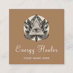 Fortune Teller Esoteric Alle Zien Oog Lotus Beige Vierkante Visitekaartje