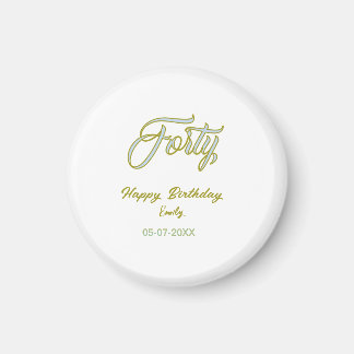 forty birthday name date blue green pastel trendy  magneet
