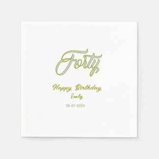 forty birthday name date blue green pastel trendy  servet