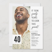 Forty Chic Photo 40th Birthday Party Invitation (Devant)