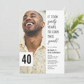 Forty Chic Photo 40th Birthday Party Invitation (Debout devant)
