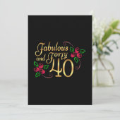 Forty Fabty Gold Black Red Roses Carte d'anniversa (Debout devant)