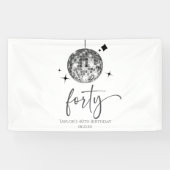 Forty Silver Disco Ball 40th Birthday Party Spandoek (Horizontaal)