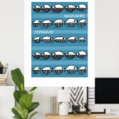 Forward and Backward – Minimal Fish Pattern Poster (Bureau à domicile)
