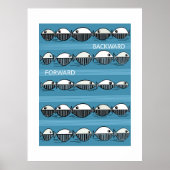 Forward and Backward – Minimal Fish Pattern Poster (Devant)