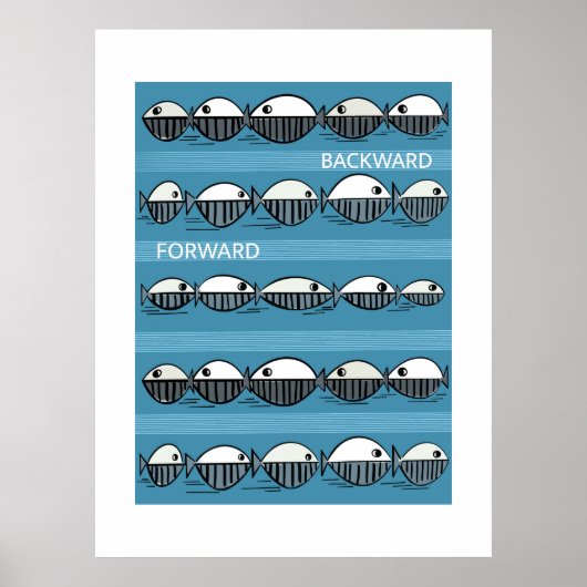 Forward and Backward – Minimal Fish Pattern Poster (Devant)
