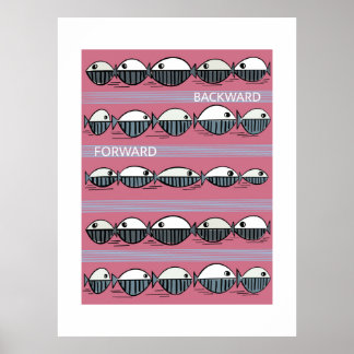 Forward and Backward – Minimal Fish Pattern Poster