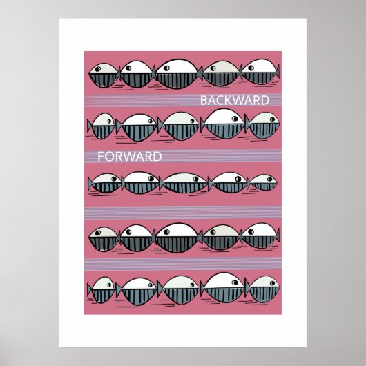 Forward and Backward – Minimal Fish Pattern Poster (Devant)