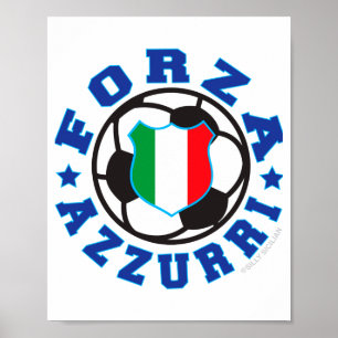 Forza Azzurri Kids Italiaans Voetbal T-shirt Poster