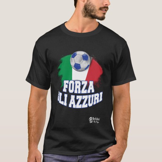 Forza Gli Azzuri versie 2 zwart T-shirt (Voorkant)