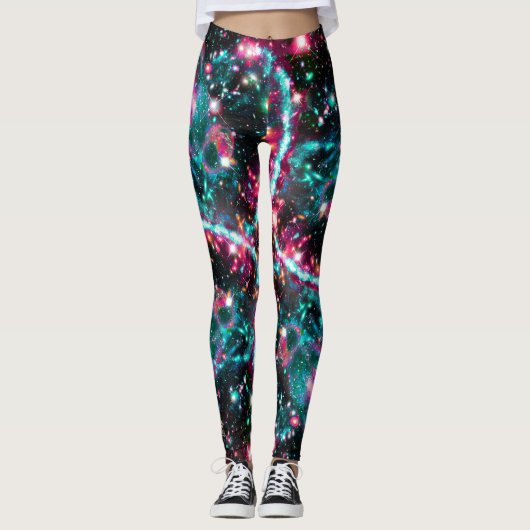 Fosforescentie Sterrenveld All Over Print Leggings (Voorkant)