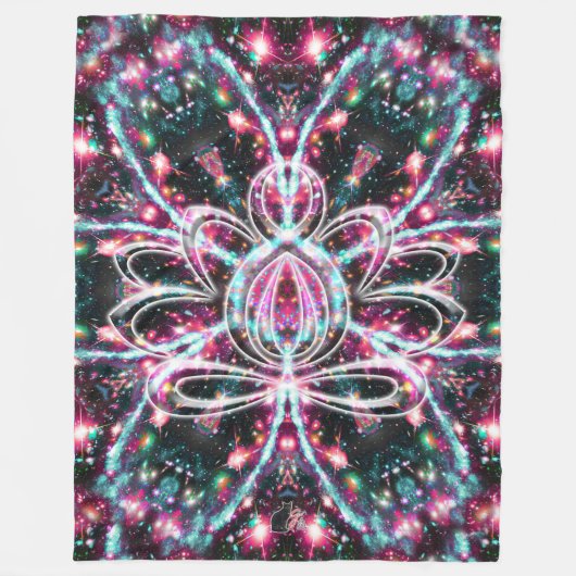 Fosforescentie Zen Lotus Fleece Deken (Voorkant)