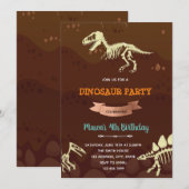 Fossiele dinosaurus uitnodiging voor verjaardag (Voorkant / Achterkant)