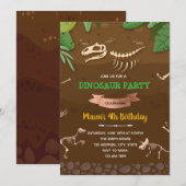 Fossiele dinosaurus verjaardagsfeestje uitnodiging (Voorkant / Achterkant)