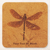 fossiele libel vierkante kartonnen onderzetter (Voorkant)