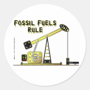 Fossiele splijtstof, olieschakker, olie, ronde sticker