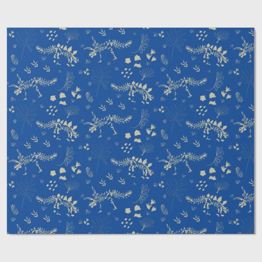 Fossil Digging Dinosaur Blue en beige Cadeaupapier (Vlak)