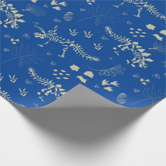 Fossil Digging Dinosaur Blue en beige Cadeaupapier (Hoek)