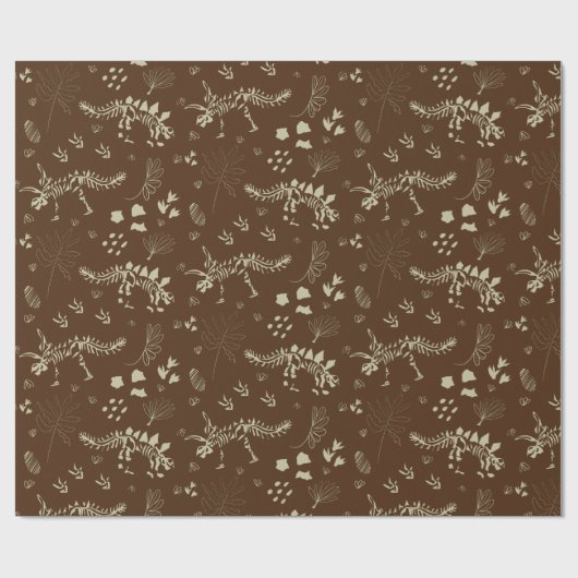 Fossil Digging Dinosaur Brown and beige Cadeaupapier (Vlak)