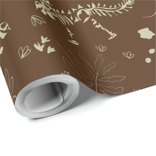 Fossil Digging Dinosaur Brown and beige Cadeaupapier (Rol Hoek)