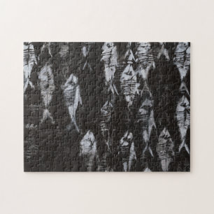 Fossil White Fish op zwarte achtergrond Legpuzzel
