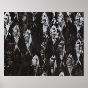 Fossil White Fish op zwarte achtergrond Poster