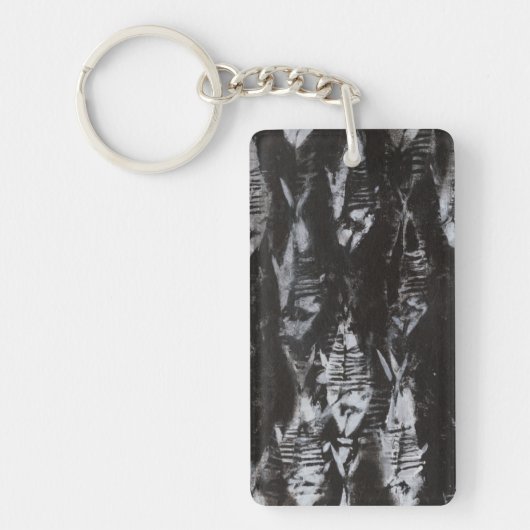 Fossil White Fish op zwarte achtergrond Sleutelhanger (Voorkant)