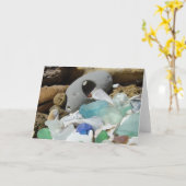 Fossiles en verre de mer de plage de cartes de (Fleur jaune)