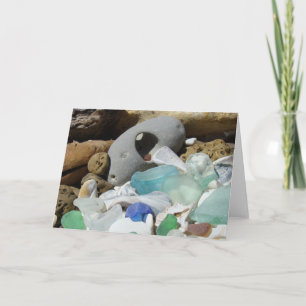Fossiles en verre de mer de plage de cartes de