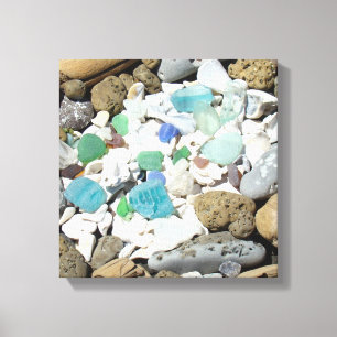 Fossiles en verre de mer de plage de toile d'art