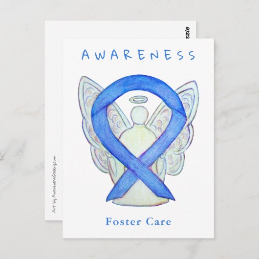 Foster Care Blue Awareness Lint Engel Kaarten (Voorkant / Achterkant)
