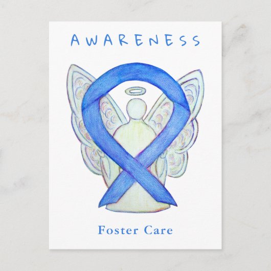Foster Care Blue Awareness Lint Engel Kaarten (Voorkant)