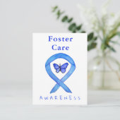 Foster Care Blue Awareness Lint Vlinder Kaarten (Staand voorkant)