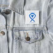 Foster Care Blue Awareness Ribbon Heart Button (In situ)