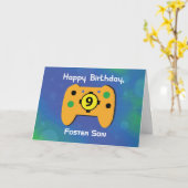 Foster Son 9 jaar oude gamer controller Kaart (Gele Bloem)