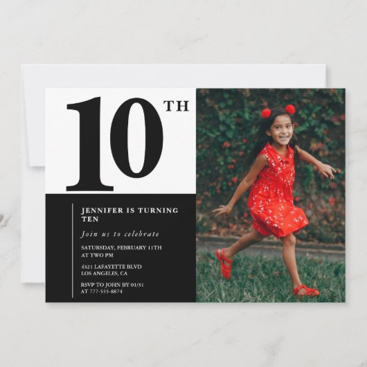 Foto 10e verjaardag uitnodigingen Elegant Chic (Voorkant)