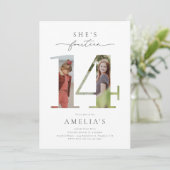 Foto 14e verjaardag uitnodiging (Staand voorkant)