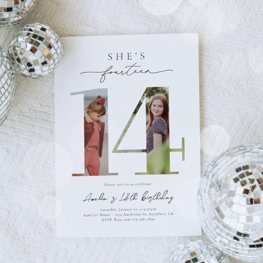 Foto 14e verjaardag uitnodiging