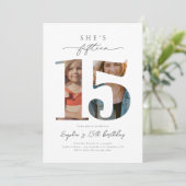 Foto 15e verjaardag uitnodiging (Staand voorkant)