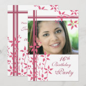 Foto 16th Birthday Party Invitations Kaart (Voorkant / Achterkant)