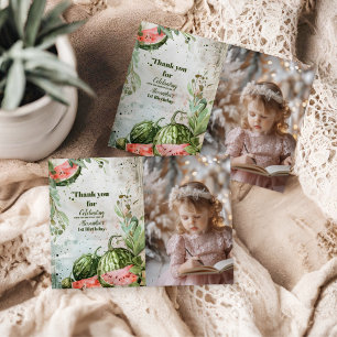 Foto 1e Watermeloen Verjaardag Bedankkaart